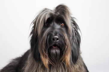 Naklejka na ściany i meble Briard Dog On White Background . Generative AI