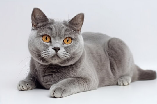 Brazilian Shorthair Cat On White Background . Generative AI