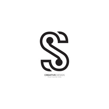 Modern letter S S line art technology monogram logo