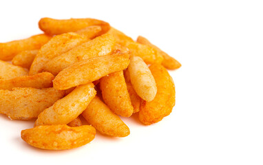 Chili Rice Crackers Isolated on White Background