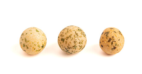 Rice Cracker Ball with Seaweed on a White Background