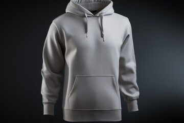  a white hooded sweatshirt with a hoodie on a black background.  generative ai