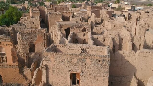 The old village in Ibra Sultanate of Oman called Al Munisifeh (aerial view)