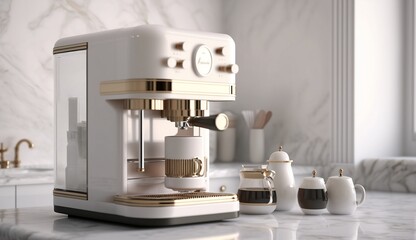Side view of modern luxury coffee maker. Hyper realistic 3d illustration