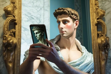 apollo takes a selfie, created by a neural network, Generative AI technology