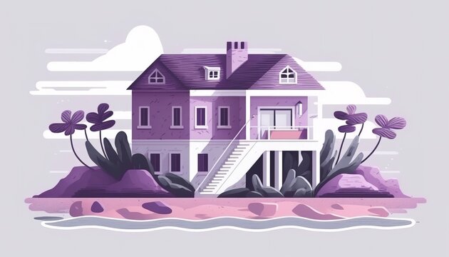 Purple Flat Summer Vacancy Illustration . Creative illustration. (Ai Generate)