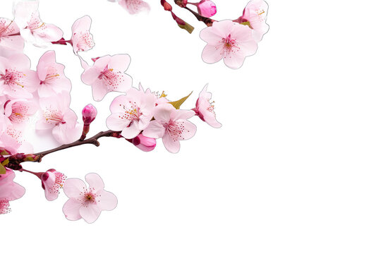 Pink cherry blossom on white transparent background png. Generative AI