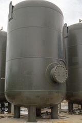 Air receiver tank for air compressor on power plant project. The photo is suitable to use for industry background photography, power plant poster and electricity content media.