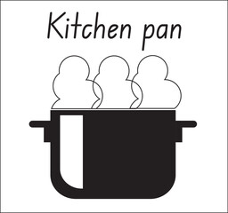 Vector images of equipment and items for the kitchen (kitchen pans).
