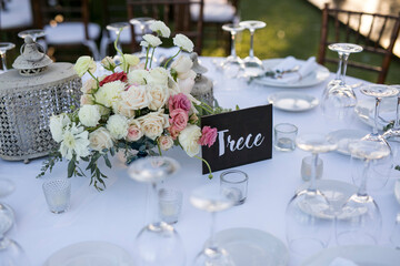 Destination wedding table setting