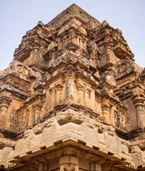 Fototapeta premium Close up view of the top of a structure in Hampi