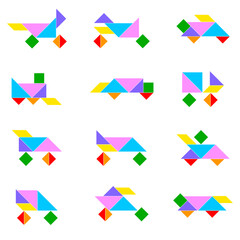 Creative tangram land transport set