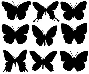 set of butterfly silhouette svg
