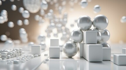 Fototapeta na wymiar white cubes modern abstract background, generative AI