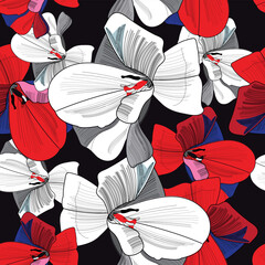 Spring pattern seamless of red and white flowers