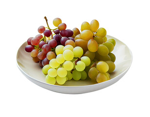 grapes on a plate on a transparent background. generative AI