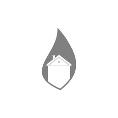 Fire in burning house icon isolated on transparent background