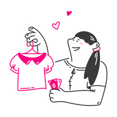 Woman picked out her favorite dress at the store