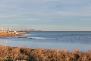 View of the bay of Marseillan, France on a winter day