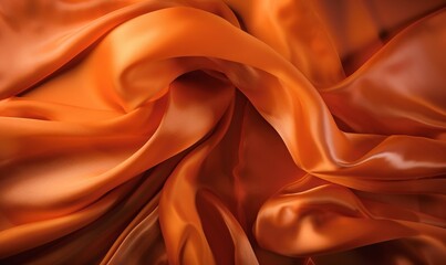 Fototapeta na wymiar a close up of an orange fabric with very soft folds. generative ai