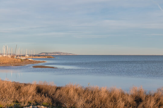 View of the bay of Marseillan, France on a winter day