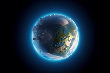 Planet Earth in space 3D illustration, world earth day background, generative ai illustration