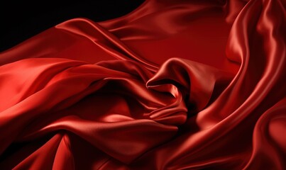  a red silk fabric with a very long, flowing fabric.  generative ai