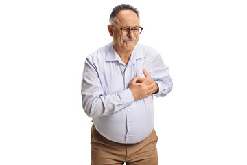 Mature man having a heart attack