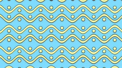 Easter Pattern Blue And Yellow Pastel Colors Easter Holiday. Waves And Dots Pattern