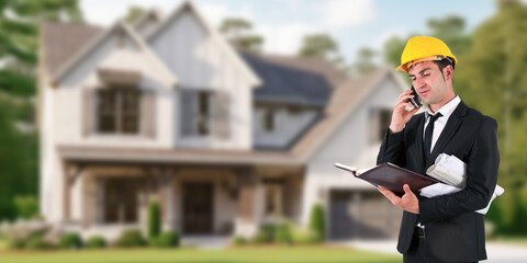 architect or builder with detached house