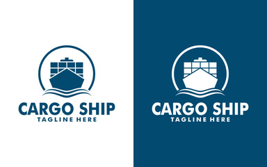 Ship logistics and ship express delivery company logo design template