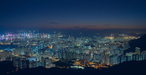 Fototapeta na wymiar night city skyline of Hong Kong