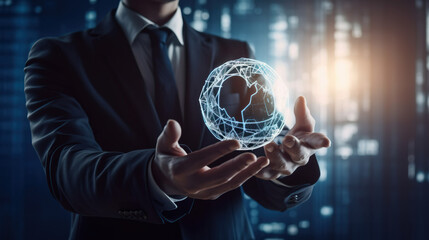 person holding globe with arrows inside of it