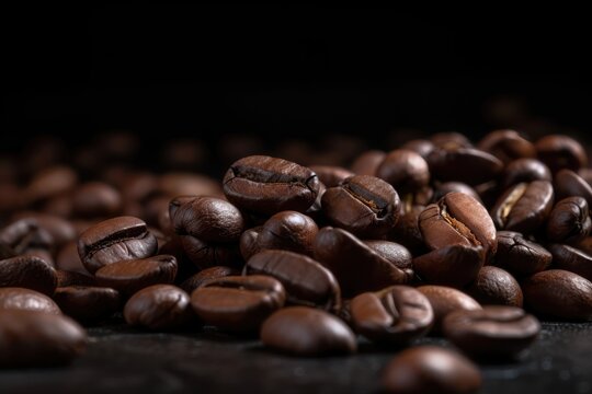 Close-up coffee beans. AI generated