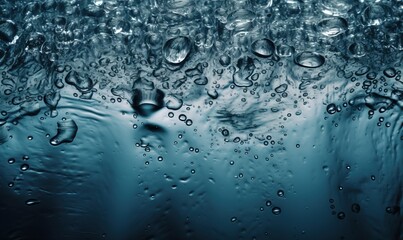  a close up view of water droplets on a glass surface.  generative ai