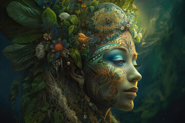 Concept image depicting Gaia or Mother Nature. Generative Ai. - obrazy, fototapety, plakaty