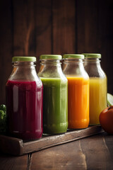 a couple of bottles filled with juice
