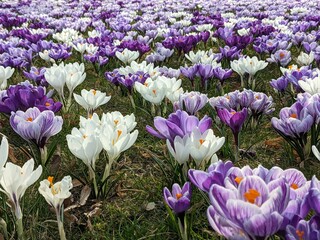 Blooming spring crocuses