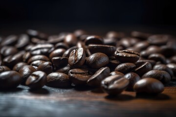 Close-up coffee beans. AI generated