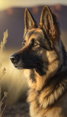 A Regal German Shepherd portrait in Nature - created with Generative AI Technology