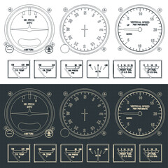 Naklejka premium Airplane control panel drawings