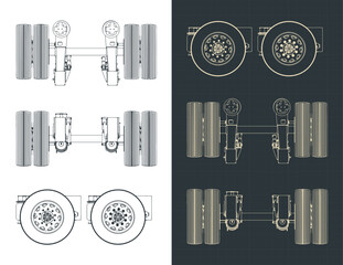 Lift axle for trailer blueprints - obrazy, fototapety, plakaty