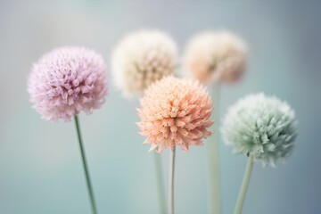 Macro photography of a pastel colored flowers. Generative AI