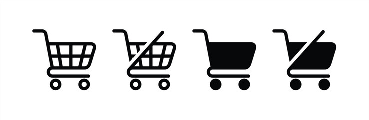 Shopping cart icon. No shopping cart sign. Shopping cart icon sign and symbol for apps and websites. Vector illustration. © 24hours