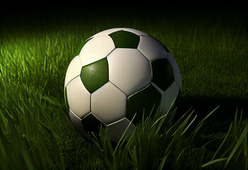 Fototapeta premium Soccer ball in the football field.Generate Ai.