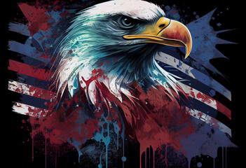 Fototapeta premium usa american flag creative patriotic background with bald eagle design new quality universal colorful joyful memorial independence day holiday stock image illustration wallpaper . Generate Ai.