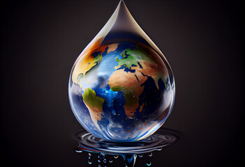 Water drop with earth for World Water Day . Generate Ai.