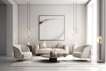 modern living room with sofa and marble and lights