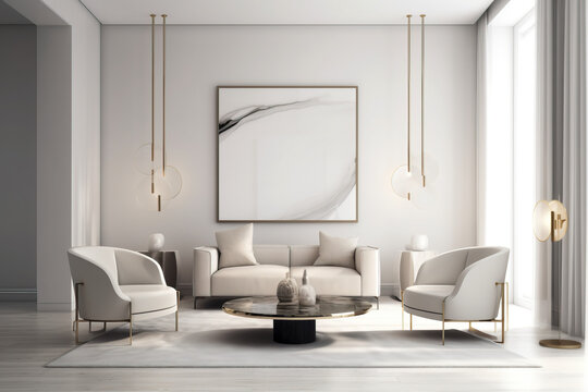 modern living room with sofa and marble and lights