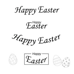 Set of vector lettering Happy Easter in the style of modern calligraphy. Greeting card text templates isolated on white background.